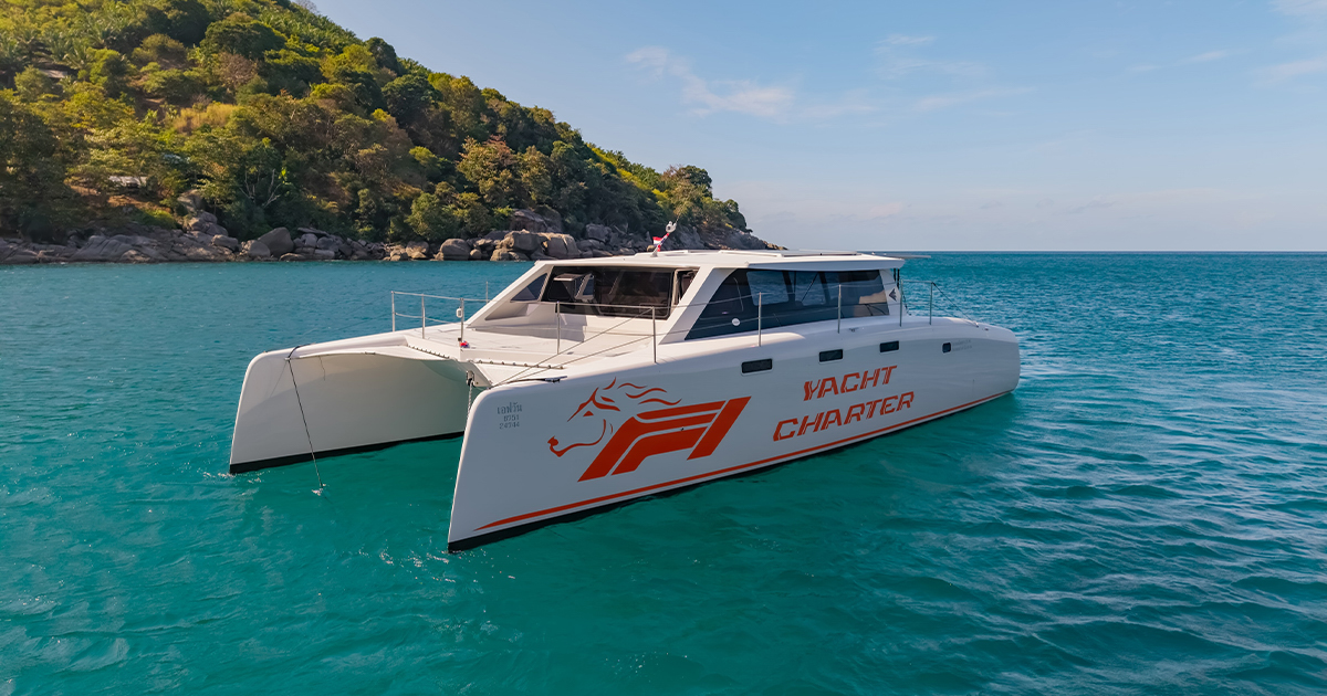 Stealth 42ft Power Cat 'F1 at anchor in Phuket