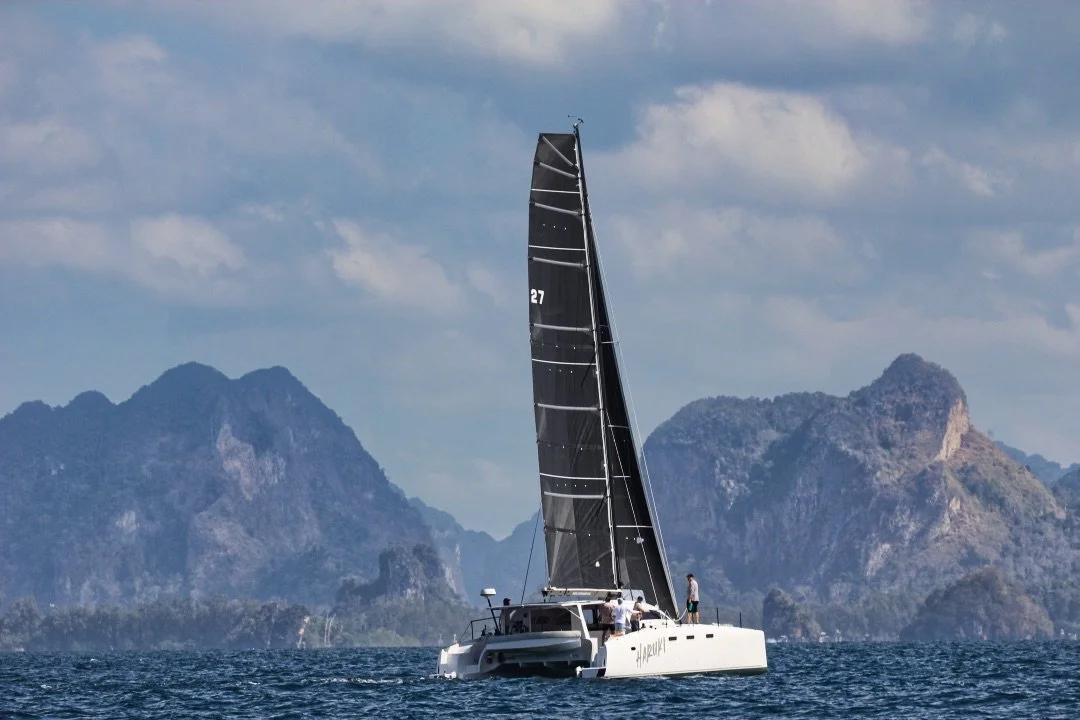 Haruki Stealth performance catamaran sailing in Phang Nga Bay, Thailand