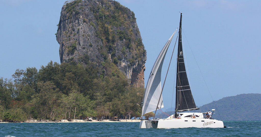 Stealth 13.2C Haruki racing along Thai coastline Bay Regatta Thailand