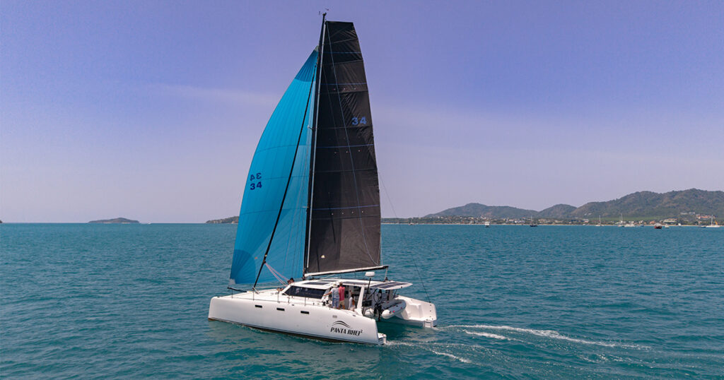 Stealth 13.2 catamaran Panta Rhei² sailing offshore Phuket Thailand