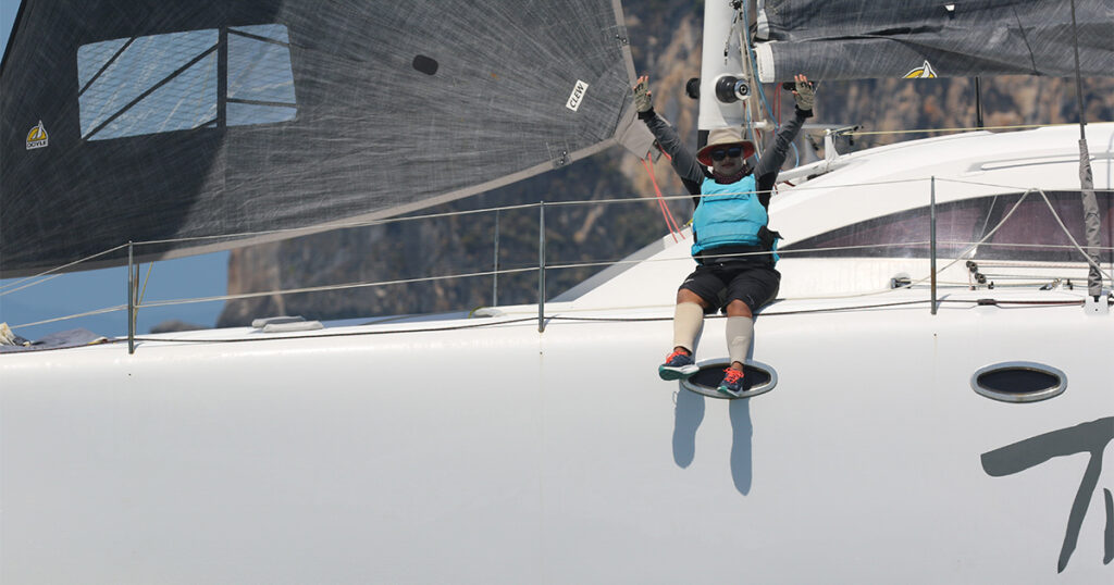 Stealth 12M Twister 2 crew during Bay Regatta sailing Thailand