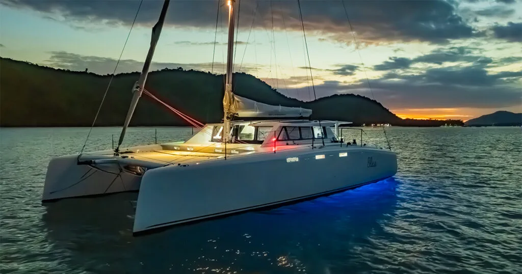 Stealth Catamaran Bliss 2 at sunset
