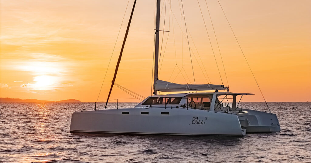 Stealth 13S performance catamaran Bliss 2 at sunset